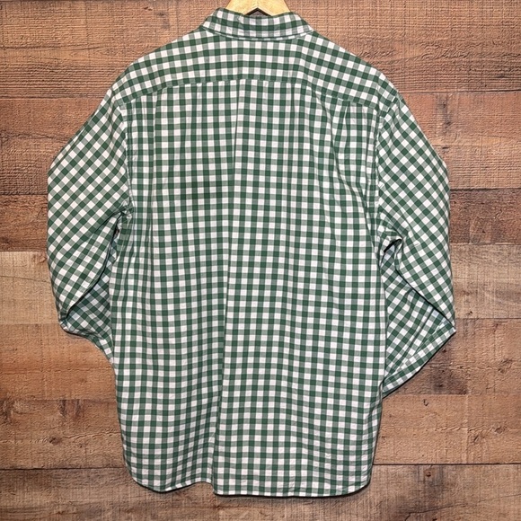 J.Crew Flex Washed Shirt Men's XL Slim Green White Gingham Long Sleeve - Picture 5 of 7